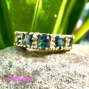 14k Montana Sapphire and Diamond accent ring